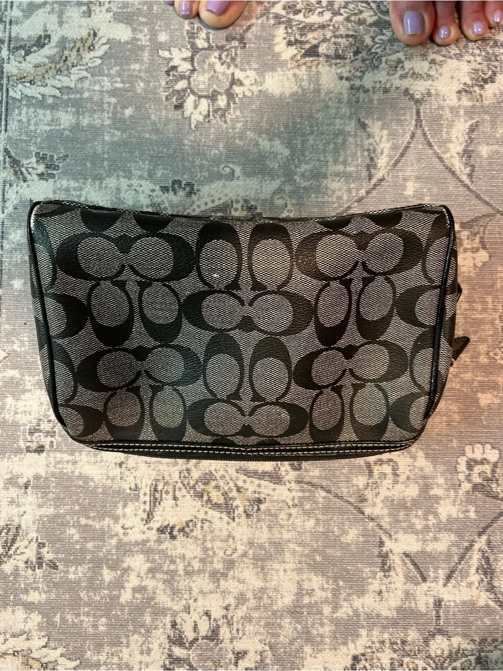 Coach Black and Gray Signature Jacquard Pouch
